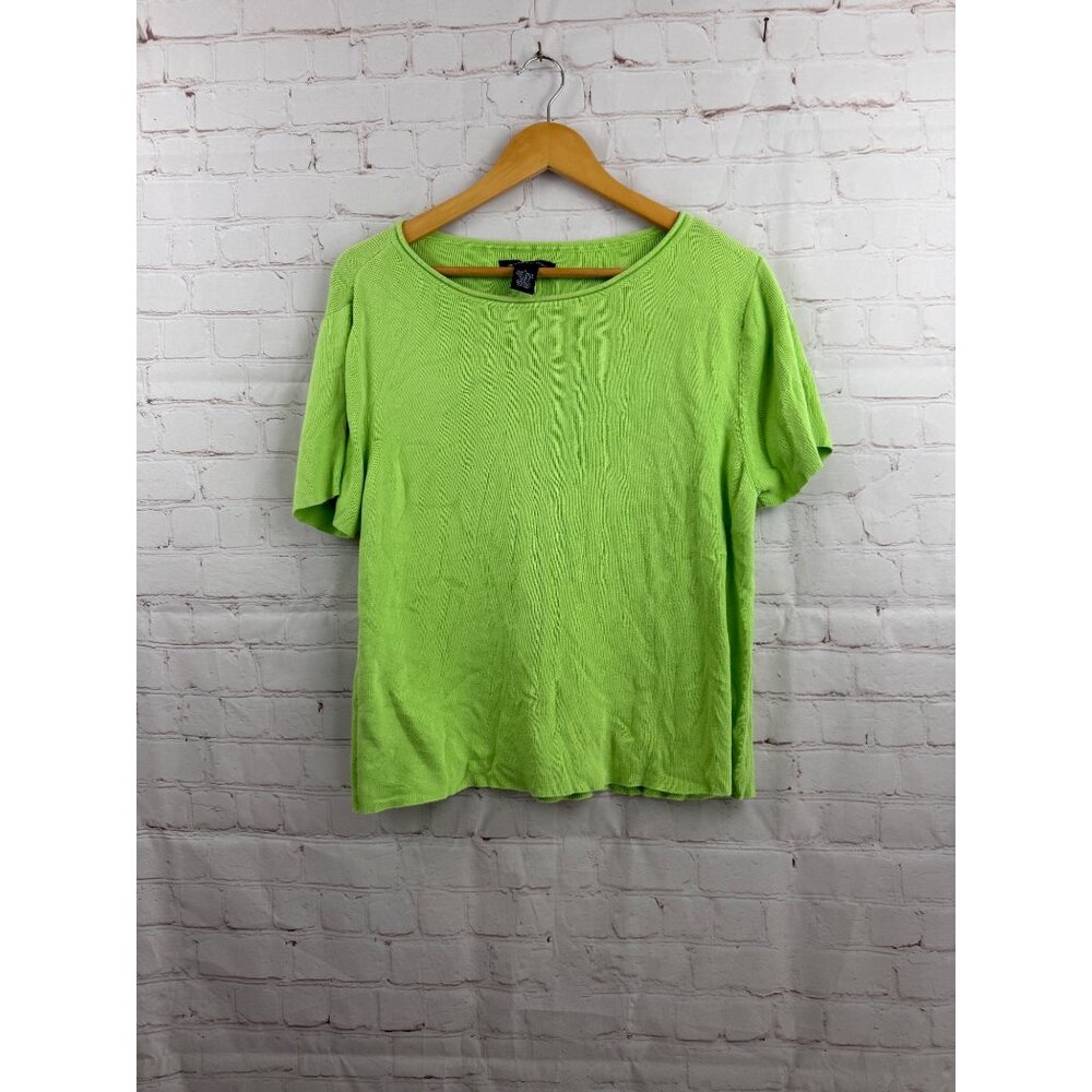 Goodclothes Cotton Pullover Sweater Womens Size Large Green Casual Short Sleeve